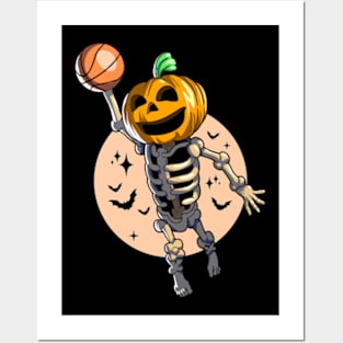 Skeleton Pumpkin Baller Posters and Art